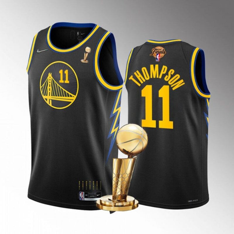 686466bc481c0_1 Men's Golden State Warriors #11 Klay Thompson 2022 Black NBA Finals Champions Stitched Jersey