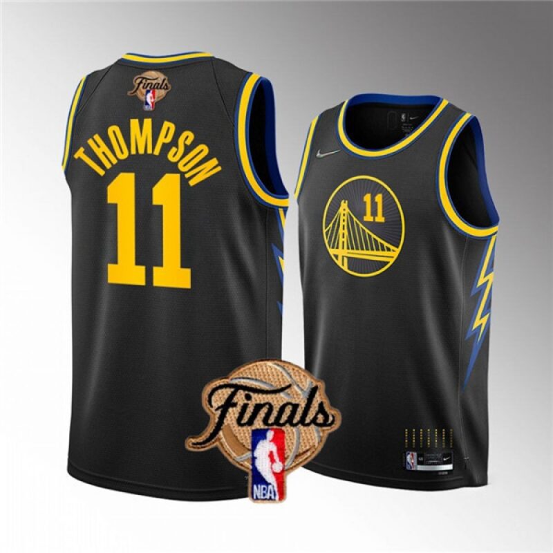 686466bfee1d0_1 Men's Golden State Warriors #11 Klay Thompson 2022 Black NBA Finals Stitched Jersey