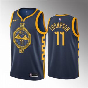 686466d65e6fc_1 Men's Golden State Warriors #11 Klay Thompson Navy 2018/19 Swingman Stitched Basketball Jersey