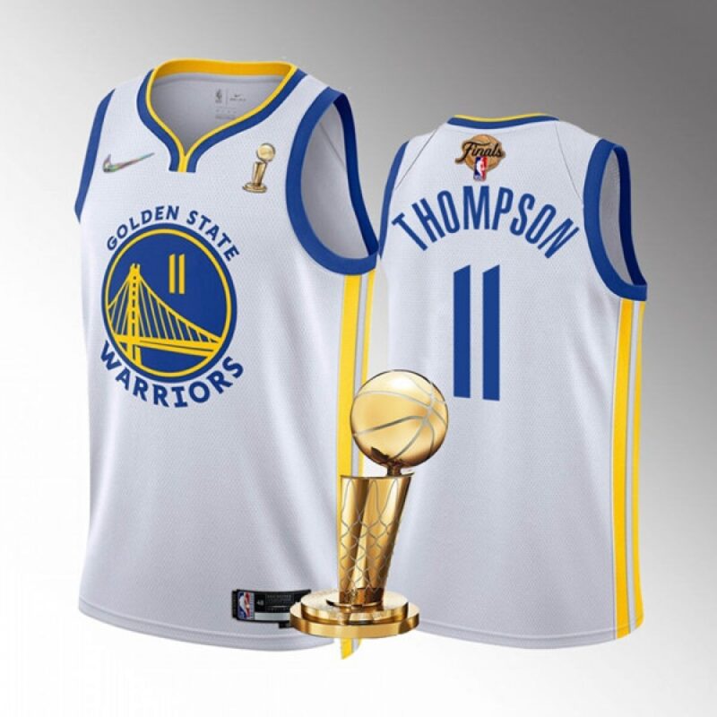 686466e5a6cc1_1 Men's Golden State Warriors #11 Klay Thompson 2022 White NBA Finals Champions Stitched Jersey