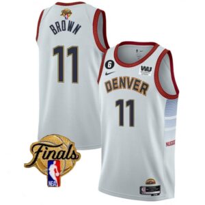 6864670384b4a_1 Men's Denver Nuggets #11 Bruce Brown White 2023 Finals Icon Edition With NO.6 Patch Stitched Basketball Jersey