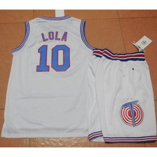 6864670b1e849_1 Space Jam Tune Squad #10 Lola Bunny White Stitched Basketball Jersey
