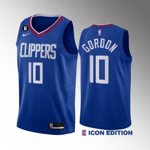 6864674f4e3aa_1 Men's Los Angeles Clippers #10 Eric Gordon Blue Icon Edition With No.6 Patch Stitched Jersey