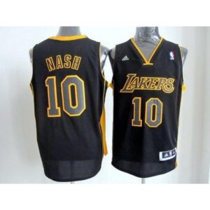 6864675a99531_1 Revolution 30 Lakers #10 Steve Nash Black(Gold NO.) Stitched NBA Jersey
