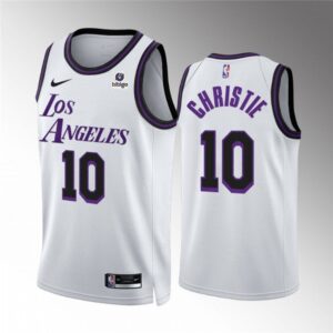 6864676d0e298_1 Men's Los Angeles Lakers #10 Max Christie White City Edition Stitched Basketball Jersey