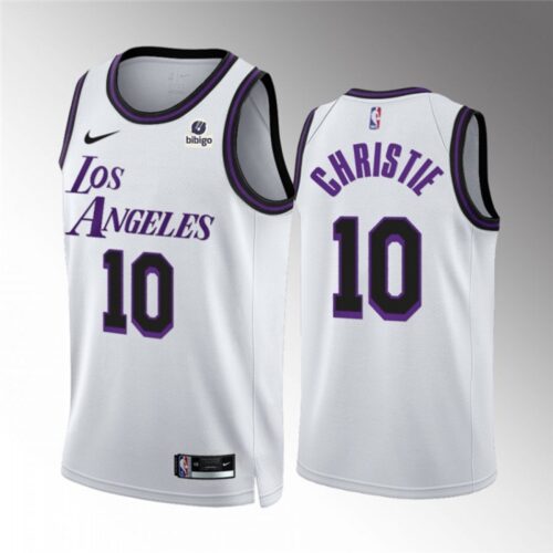 6864676d0e298_1 Men's Los Angeles Lakers #10 Max Christie White City Edition Stitched Basketball Jersey