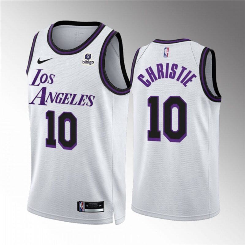 6864676d0e298_1 Men's Los Angeles Lakers #10 Max Christie White City Edition Stitched Basketball Jersey