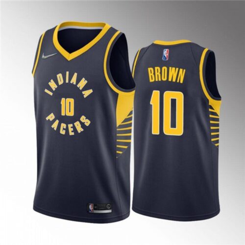 686467c79635f_1 Men's Indiana Pacers #10 Kendall Brown Navy Icon Edition 75th Anniversary Stitched Basketball Jersey