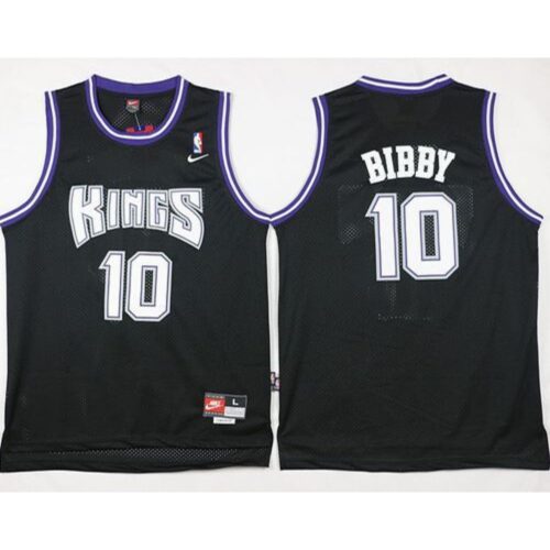 686467efe61fa_1 Kings #10 Mike Bibby Black Throwback Stitched NBA Jersey
