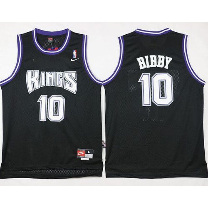 686467efe61fa_1 Kings #10 Mike Bibby Black Throwback Stitched NBA Jersey