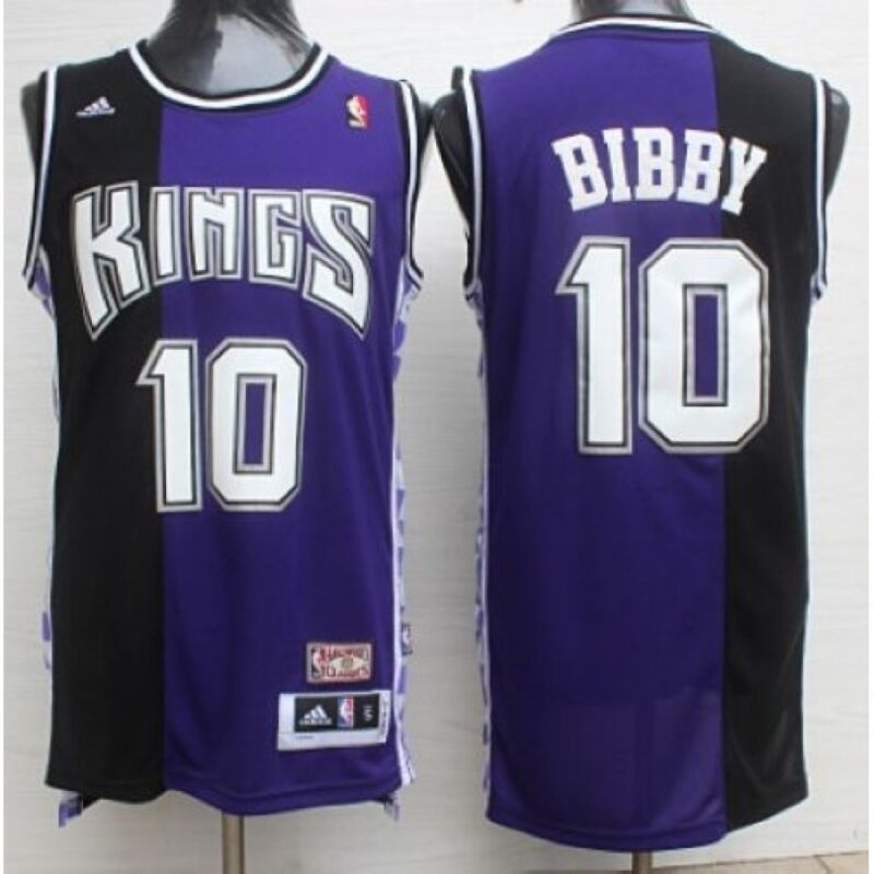686467f71d6b3_1 Kings #10 Mike Bibby Purple/Black Throwback Stitched NBA Jersey