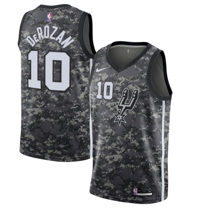 6864685e95fb1_1 Men's San Antonio Spurs #10 DeMar DeRozan Camo 2019 City Edition Stitched NBA Jersey