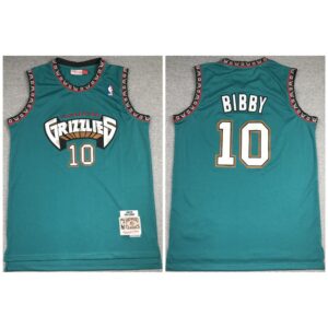 686468a607e8d_1 Men's Memphis Grizzlies #10 Mike Bibby 1998-99 Green Throwback Stitched Jersey