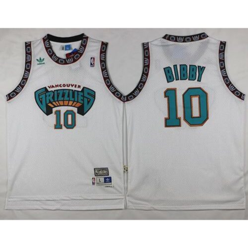 686468b0a5887_1 Grizzlies #10 Mike Bibby White Throwback Stitched NBA Jersey