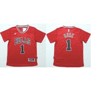 686468c34156d_1 Bulls #1 Derrick Rose Red Short Sleeve Stitched NBA Jersey