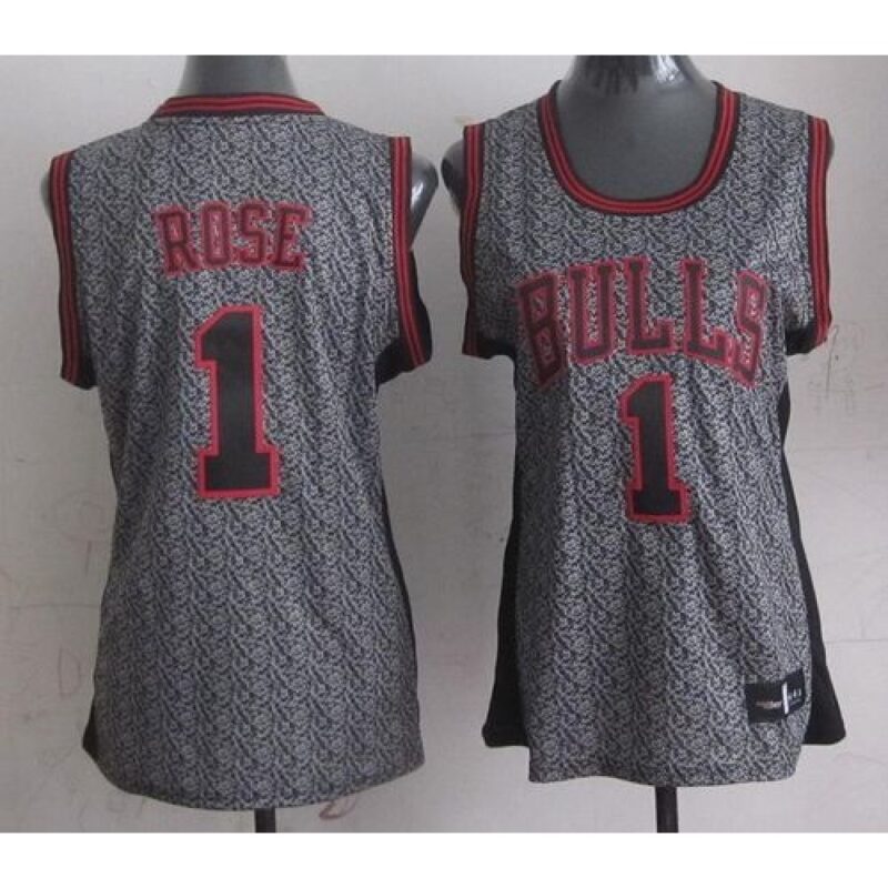 686468f66bef5_1 Bulls #1 Derrick Rose Grey Women's Static Fashion Stitched NBA Jersey