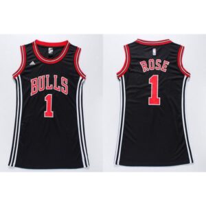 686468f94feb1_1 Bulls #1 Derrick Rose Black Women's Dress Stitched NBA Jersey