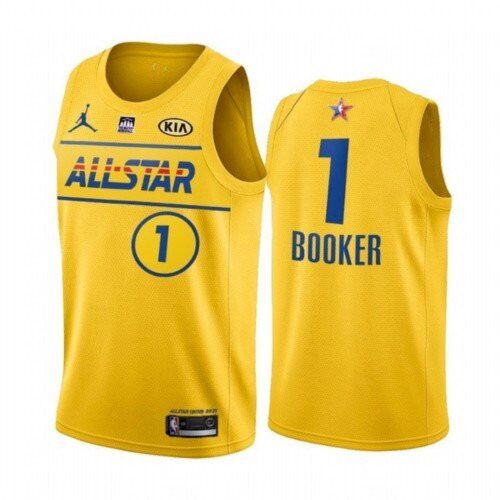 68646964b7487_1 Men's 2021 All-Star Suns #1 Devin Booker Yellow Western Conference Stitched NBA Jersey