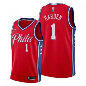 6864697bc02be_1 Youth Philadelphia 76ers #1 James Harden Red Statement Edition Stitched Jersey