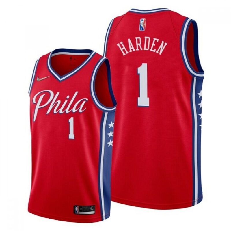 6864697bc02be_1 Youth Philadelphia 76ers #1 James Harden Red Statement Edition Stitched Jersey