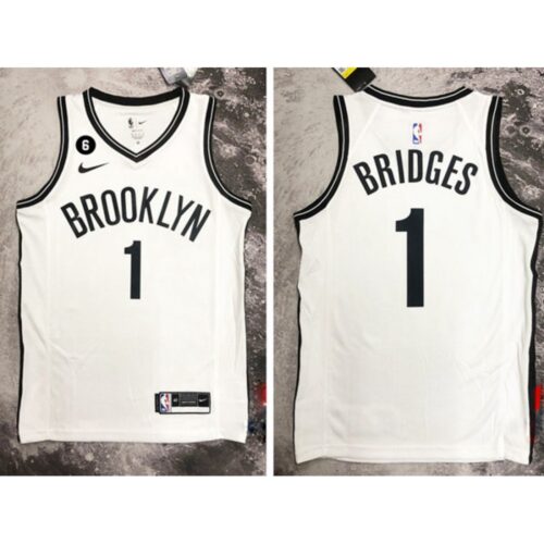 686469a29dbaf_1 Men's Brooklyn Nets #1 Mikal Bridges White Stitched Basketball Jersey