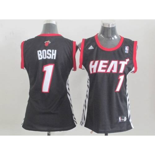 686469d4b274d_1 Heat #1 Chris Bosh Black Women's Road Stitched NBA Jersey