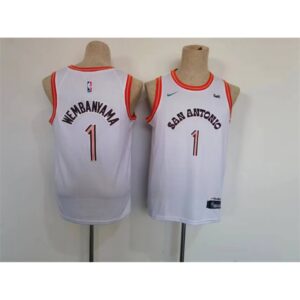 686469eb3797c_1 Youth San Antonio Spurs #1 Victor Wembanyama White City Edition Stitched Jersey