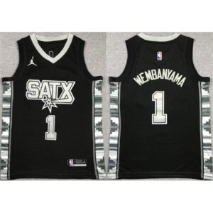686469f0ab1ae_1 Youth San Antonio Spurs #1 Victor Wembanyama Black Statement Edition Stitched Jersey
