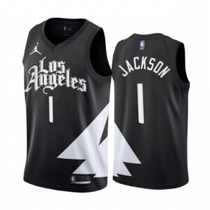 68646a0a85c62_1 Men's Los Angeles Clippers #1 Reggie Jackson 2022/23 Black Statement Edition Stitched Jersey
