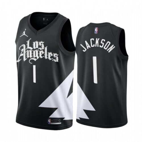 68646a0a85c62_1 Men's Los Angeles Clippers #1 Reggie Jackson 2022/23 Black Statement Edition Stitched Jersey
