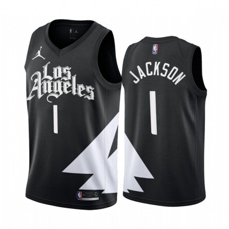 68646a0a85c62_1 Men's Los Angeles Clippers #1 Reggie Jackson 2022/23 Black Statement Edition Stitched Jersey