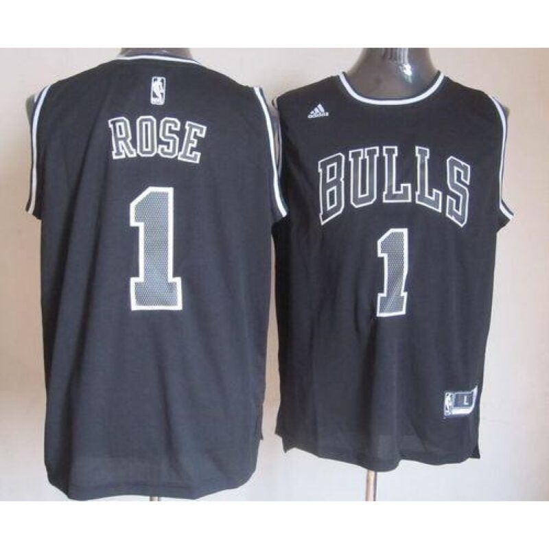 68646a2ddd42e_1 Bulls #1 Derrick Rose Black Shadow Stitched NBA Jersey
