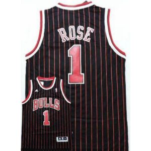 68646a4377001_1 Bulls #1 Derrick Rose Black Red Strip Stitched NBA Jersey