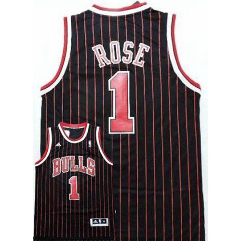 68646a4377001_1 Bulls #1 Derrick Rose Black Red Strip Stitched NBA Jersey