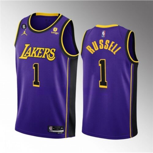 68646a63ae6eb_1 Men's Los Angeles Lakers #1 D'Angelo Russell Purple Statement Edition With NO.6 Patch Stitched Basketball Jersey 001