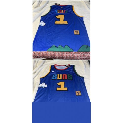 68646b10034a1_1 Men's Phoenix Suns #1 Devin Booker Purple Print Basketball Jersey