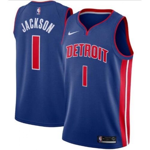 68646b288ba51_1 Men's Detroit Pistons #1 Reggie Jackson Blue Icon Edition Stitched Swingman Jersey