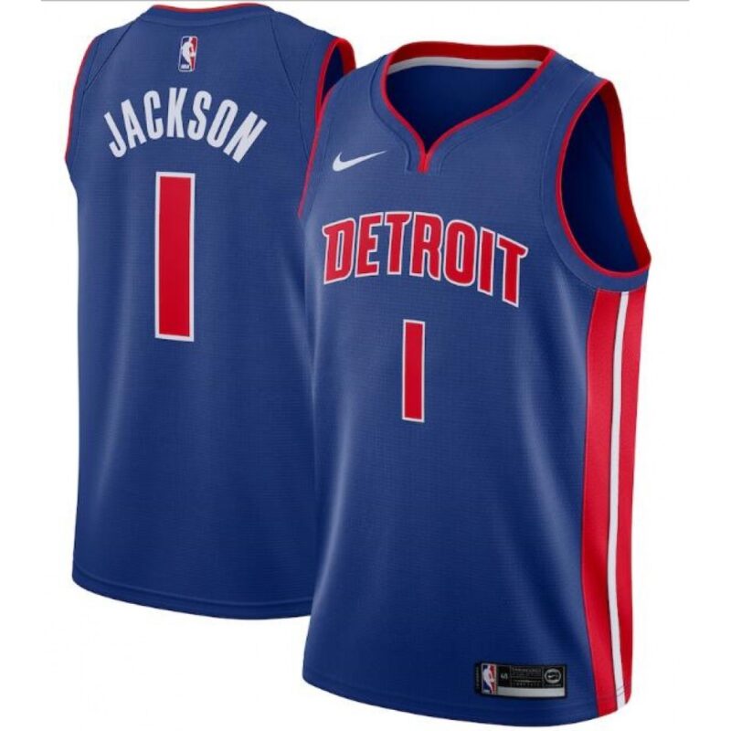 68646b288ba51_1 Men's Detroit Pistons #1 Reggie Jackson Blue Icon Edition Stitched Swingman Jersey