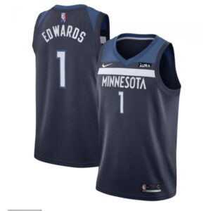 68646b61c199e_1 Men's Minnesota Timberwolves #1 Anthony Edwards Navy Icon Edition 75th Anniversary Swingman Stitched Jersey