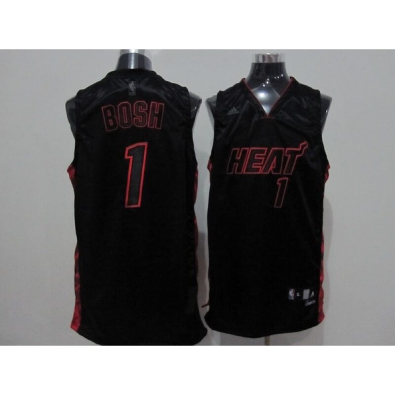 68646bb0c64bd_1 Heat #1 Chris Bosh Black With Red&Black Number New Style Stitched NBA Jersey
