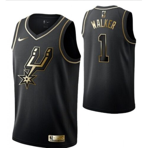 68646bf66ea01_1 Men's San Antonio Spurs #1 Lonnie Walker Black Golden Edition Swingman Stitched NBA Jersey