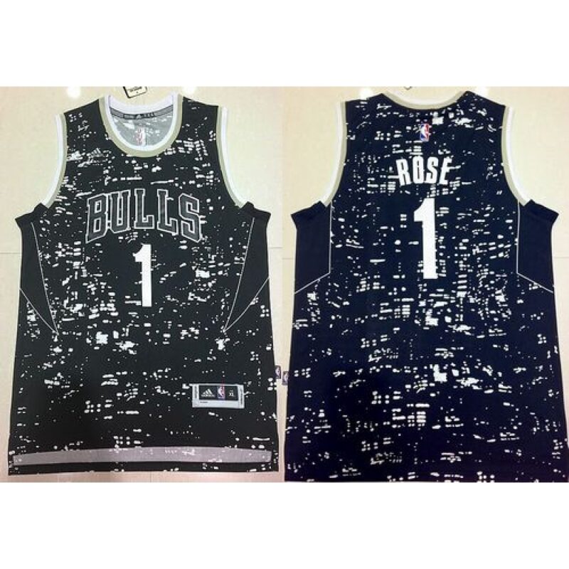 68646c4056989_1 Bulls #1 Derrick Rose Black City Light Stitched NBA Jersey