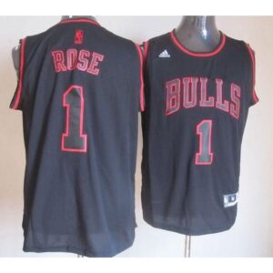 68646c4b874f6_1 Bulls #1 Derrick Rose Black Graystone Fashion Stitched NBA Jersey