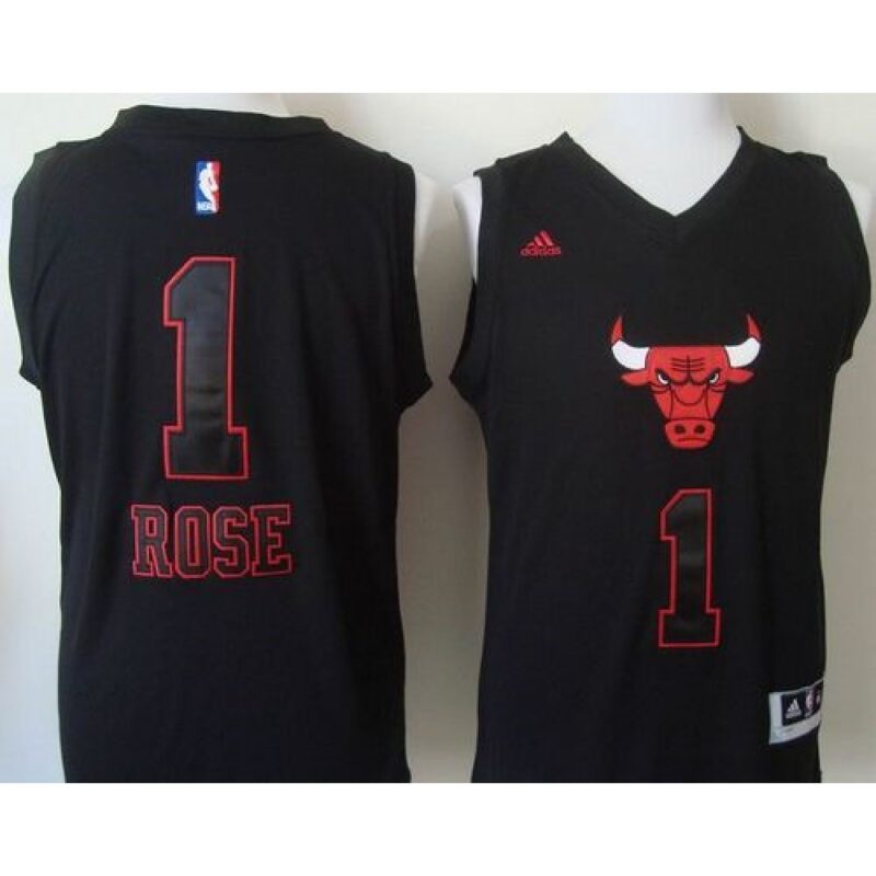 68646c577174d_1 Bulls #1 Derrick Rose Black New Fashion Stitched NBA Jersey