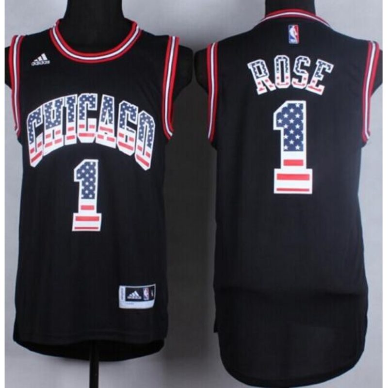 68646c5ea321f_1 Bulls #1 Derrick Rose Black USA Flag Fashion Stitched NBA Jersey