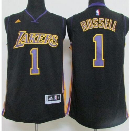 68646c6252d05_1 Revolution 30 Lakers #1 D'Angelo Russell Black(Purple NO.) Hollywood Nights Stitched NBA Jersey