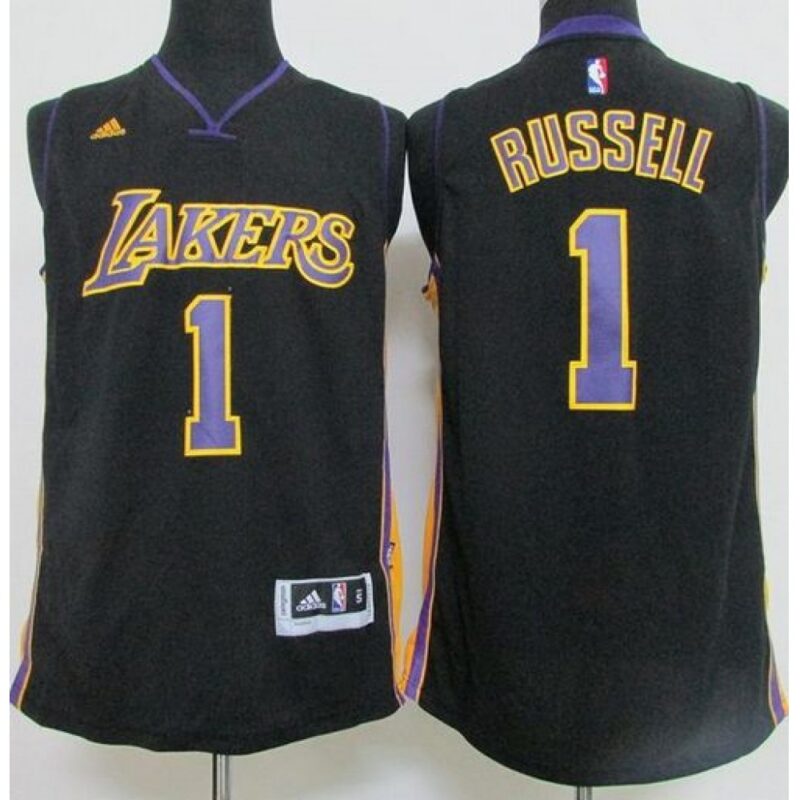 68646c6252d05_1 Revolution 30 Lakers #1 D'Angelo Russell Black(Purple NO.) Hollywood Nights Stitched NBA Jersey