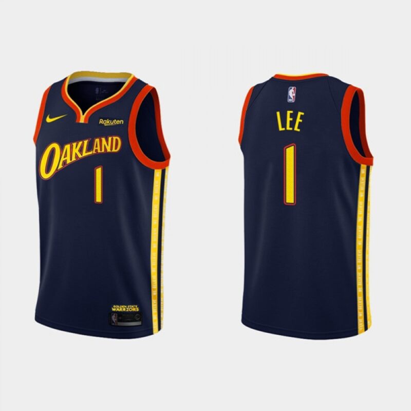 68646c78a2a2c_1 Men's Golden State Warriors #1 Damion Lee 2020-21 Navy City Edition Stitched NBA Jersey