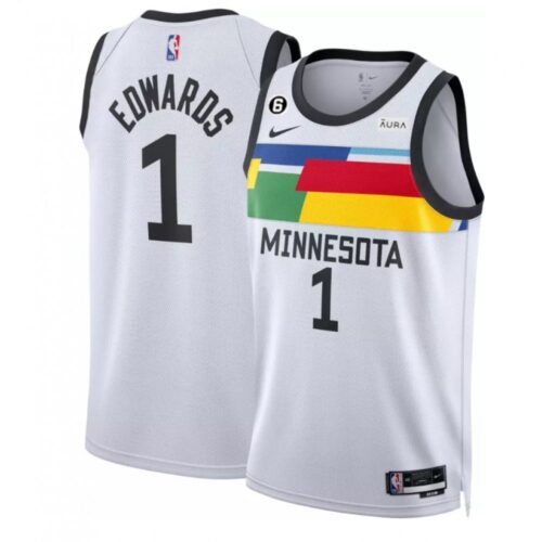 68646d012c570_1 Men's Minnesota Timberwolves #1 Anthony Edwards White 2022/23 City Edition With NO.6 Patch Swingman Stitched Jersey
