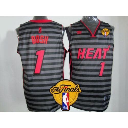 68646d2bdc386_1 Heat #1 Chris Bosh Black/Grey Groove Finals Patch Stitched NBA Jersey
